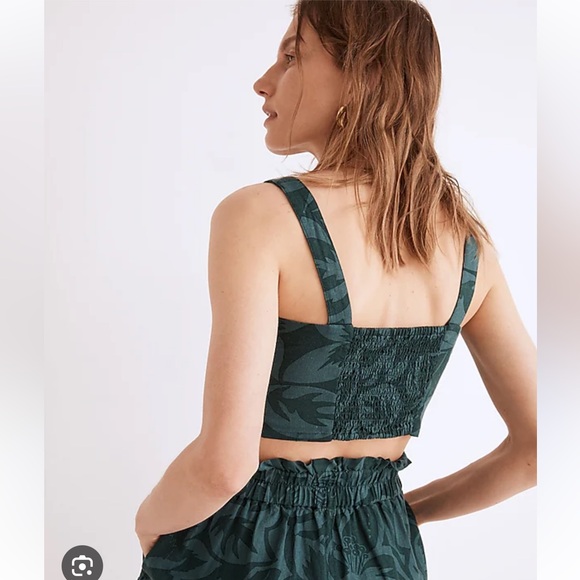 Madewell NWT ladies S linen blend crop top in green - Picture 7 of 7